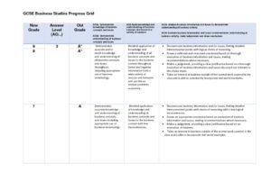 thumbnail of Business Studies GCSE Progress Grid