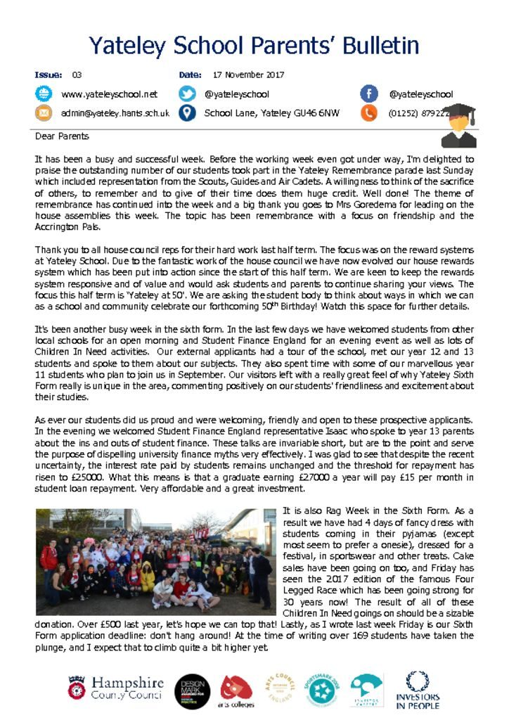 thumbnail of Yateley School Newsletter 03 17-11-17