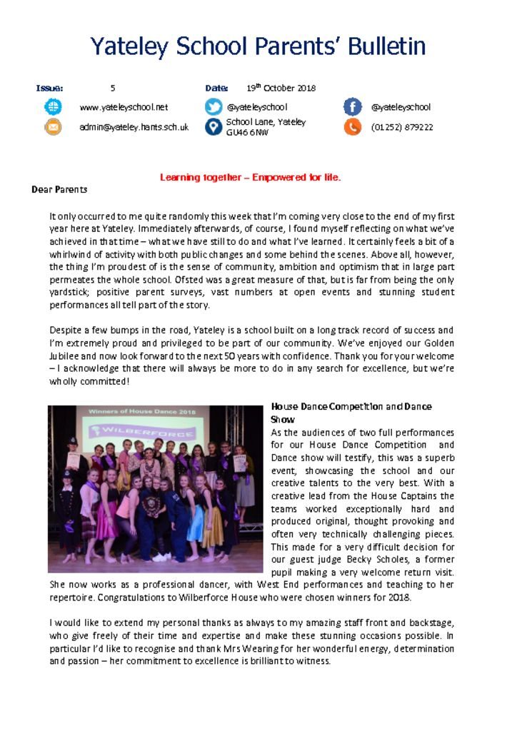 thumbnail of Yateley School Newsletter 05 19-10-18