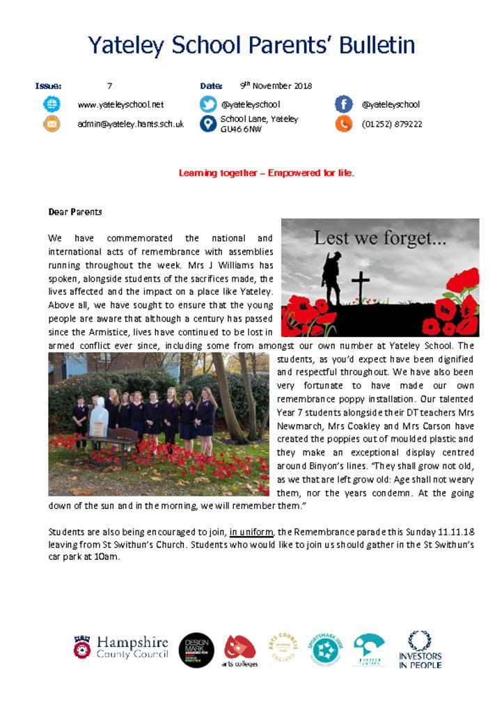 thumbnail of Yateley School Newsletter 07 09-11-18