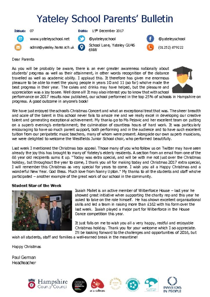 thumbnail of Yateley School Newsletter 07 15-12-17