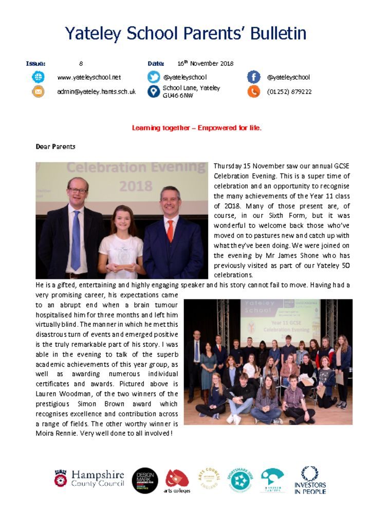 thumbnail of Yateley School Newsletter 08 16-11-18