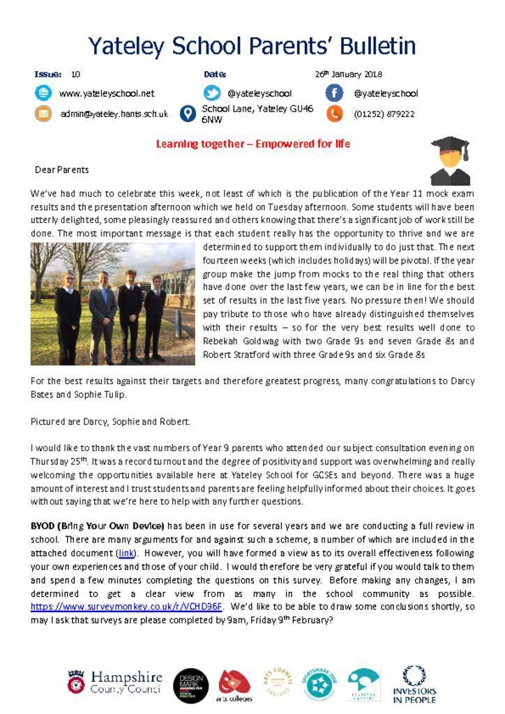 thumbnail of Yateley School Newsletter 10 26-01-18