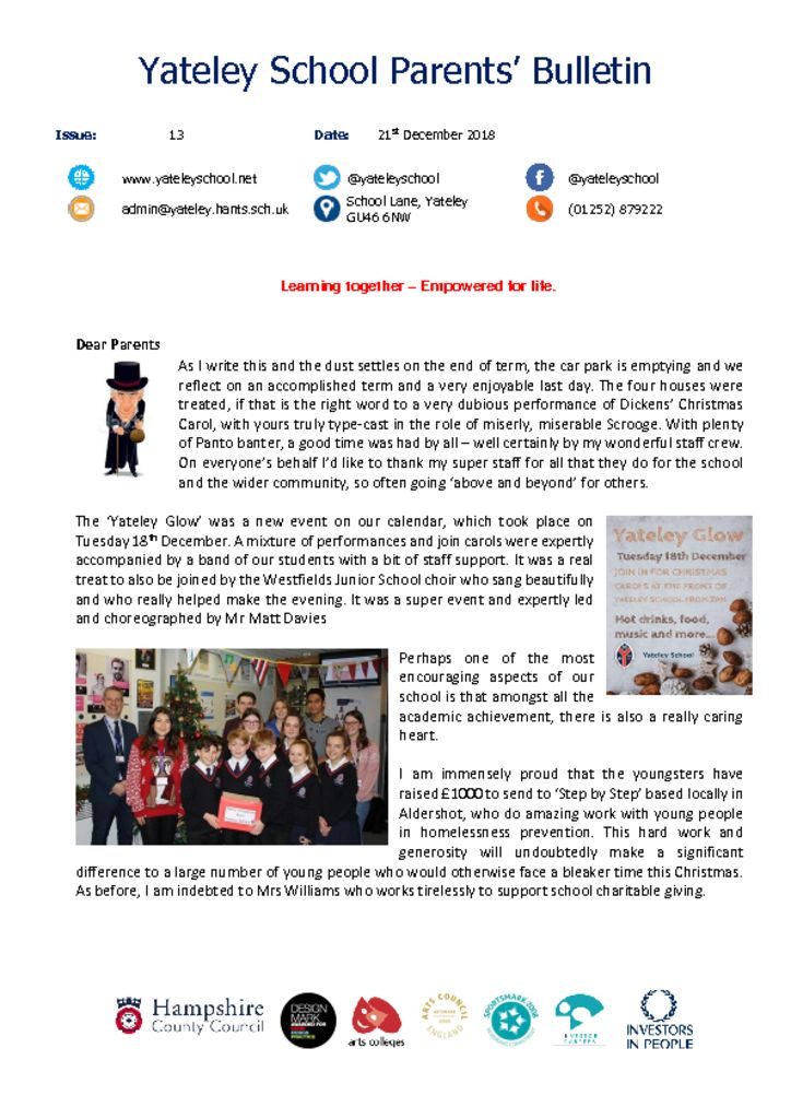 thumbnail of Yateley School Newsletter 13 21-12-18