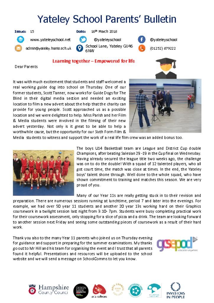 thumbnail of Yateley School Newsletter 15 17-03-18