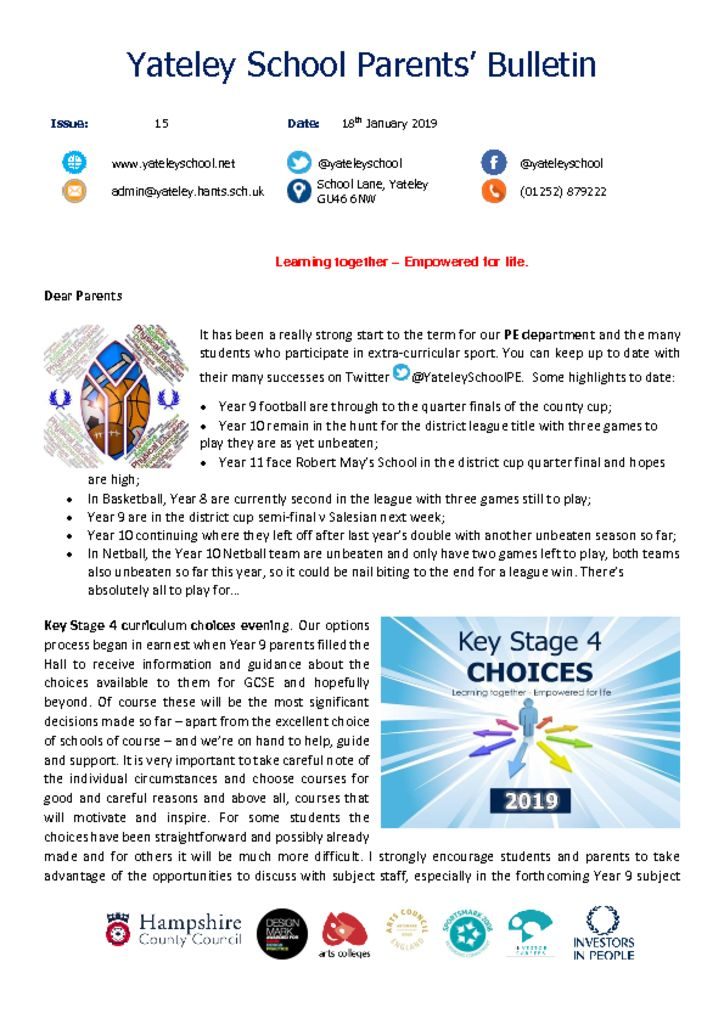 thumbnail of Yateley School Newsletter 15 18-01-19