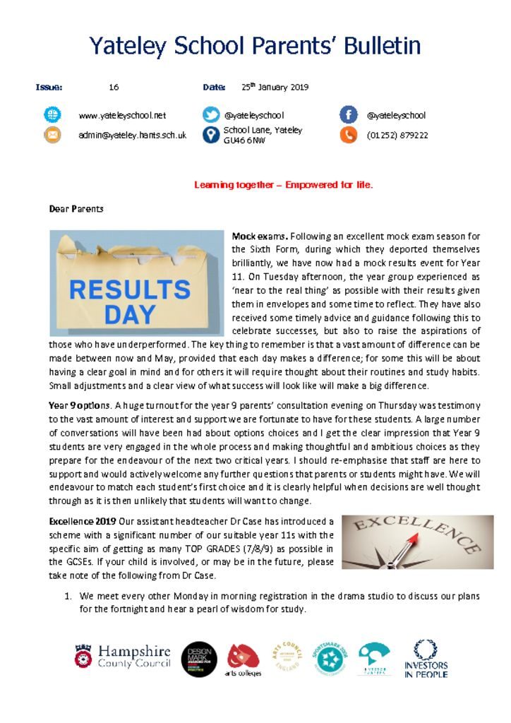thumbnail of Yateley School Newsletter 16 25-01-19