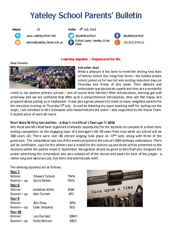 thumbnail of Yateley School Newsletter 28 06-07-18