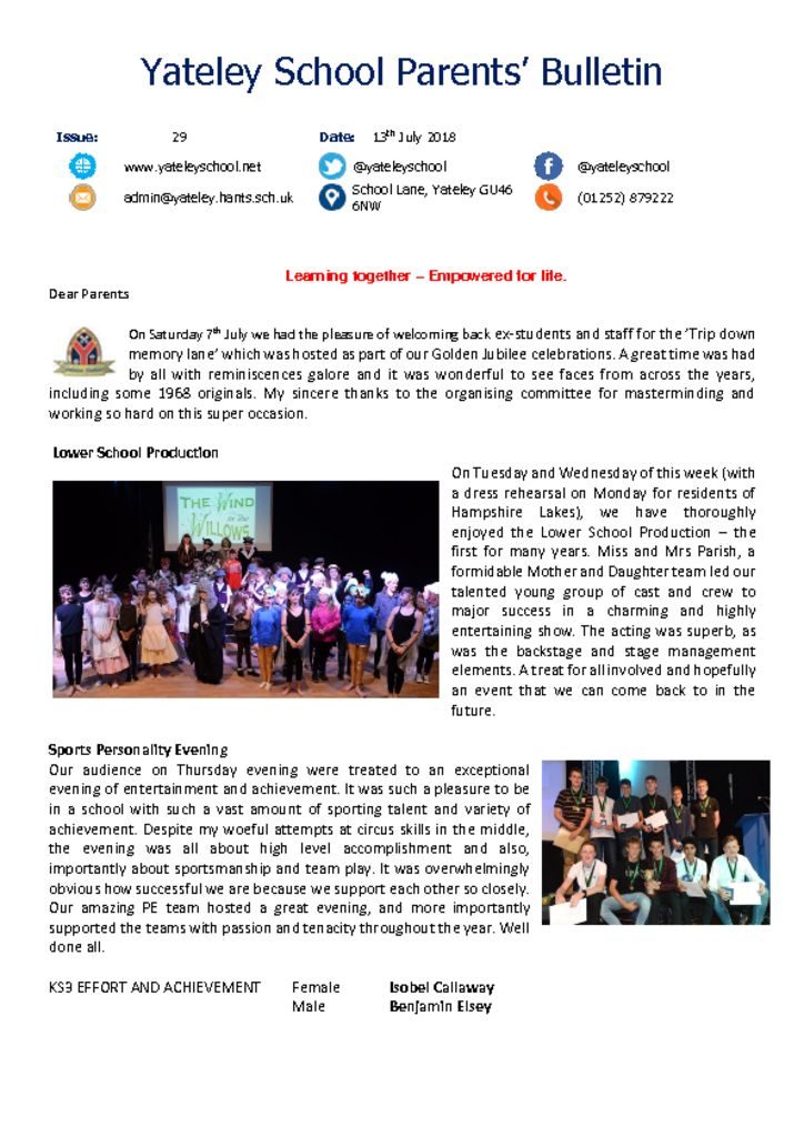 thumbnail of Yateley School Newsletter 29 13-07-18