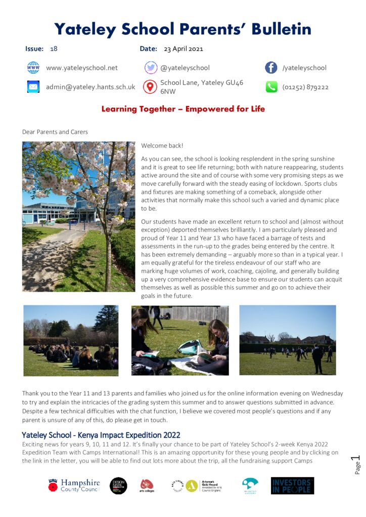 thumbnail of 18 Parents bulletin 23.04.21