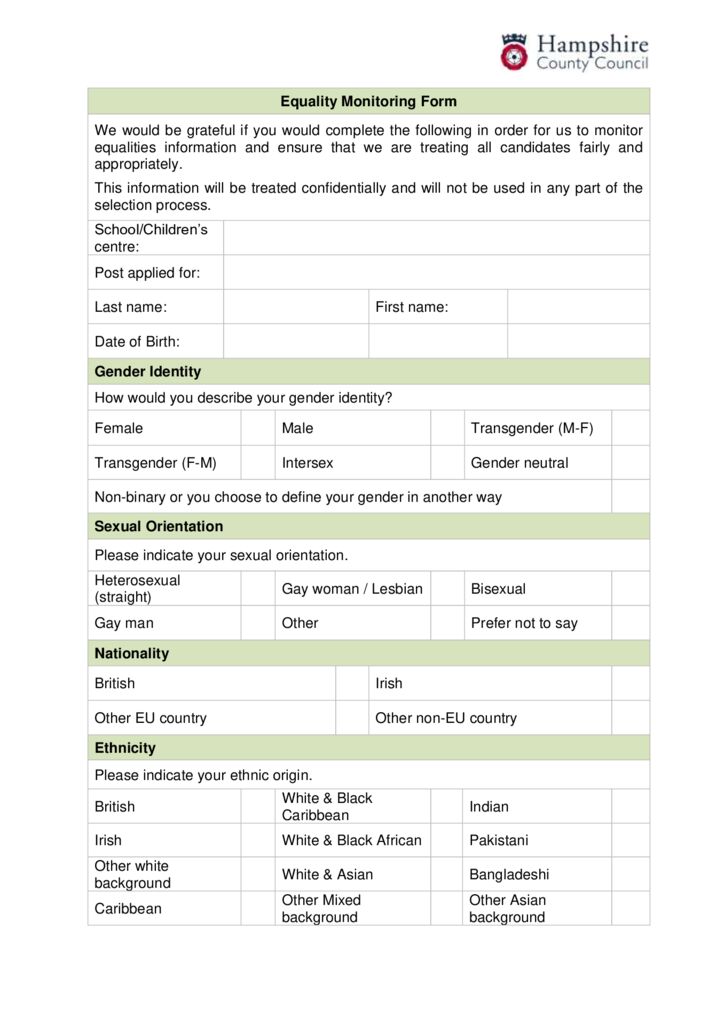 thumbnail of Equalities Monitoring Form