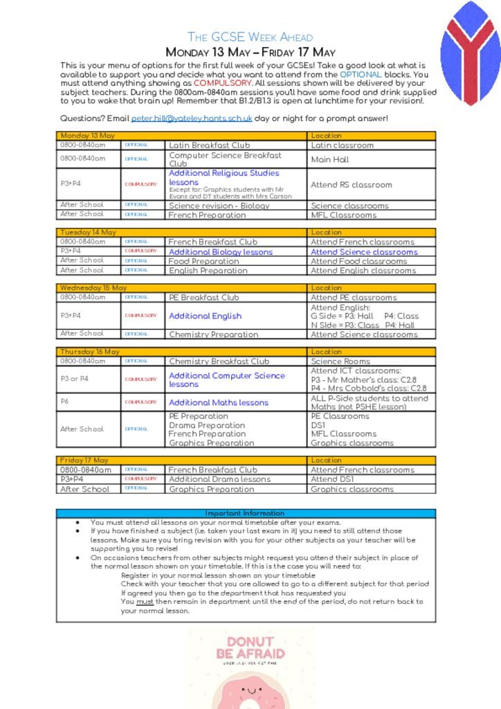 thumbnail of GCSE Week ahead – Monday 13 May – Friday 17 May