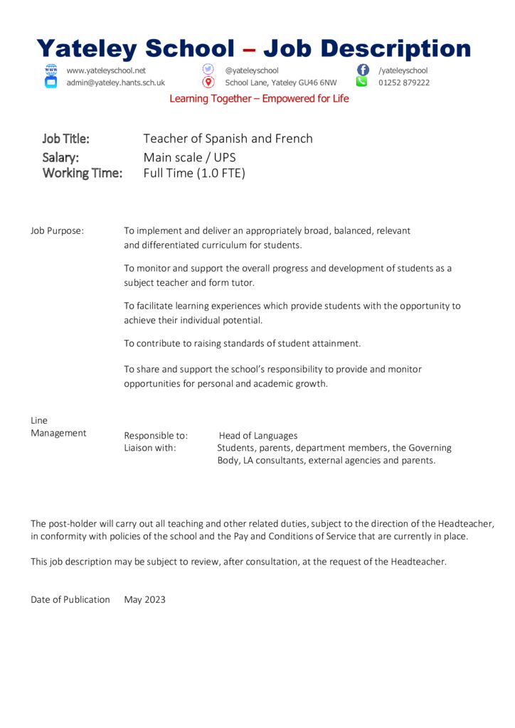 thumbnail of Language -Teacher-Job-Description- Spanish and French May 23