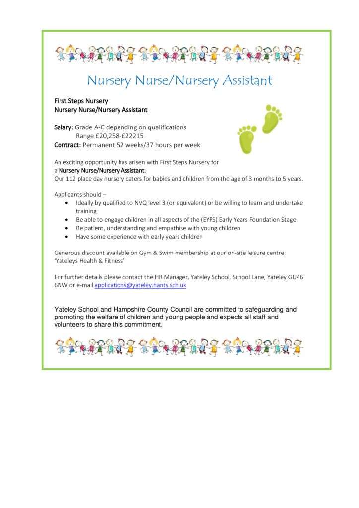 thumbnail of Nursery nurse advert April 2023