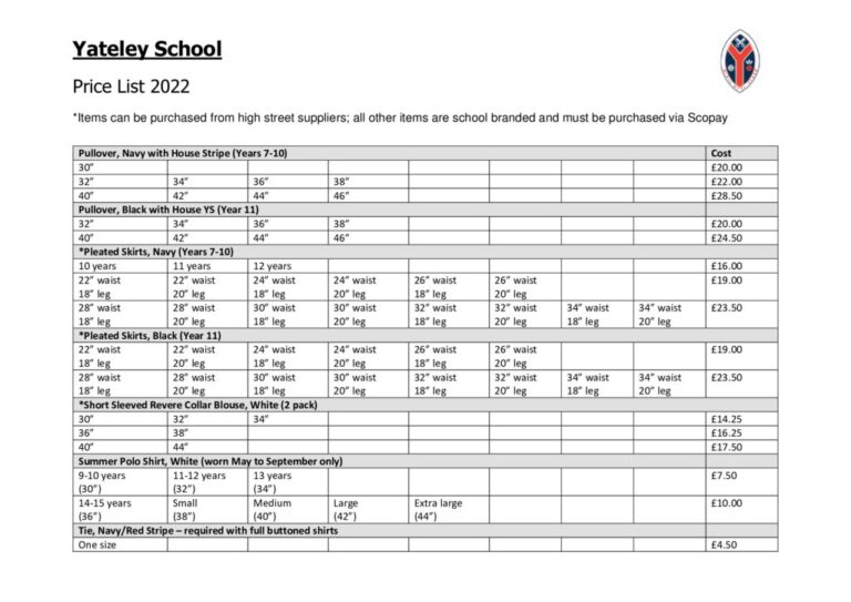 Uniform Yateley School