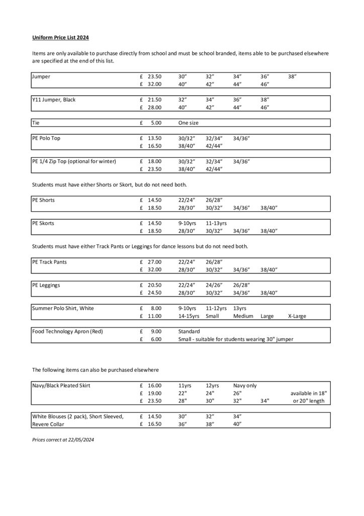 Uniform Yateley School