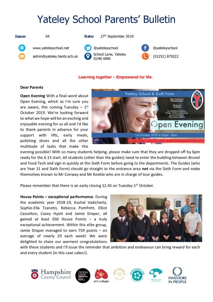 thumbnail of Yateley School Newsletter 04 27-09-19