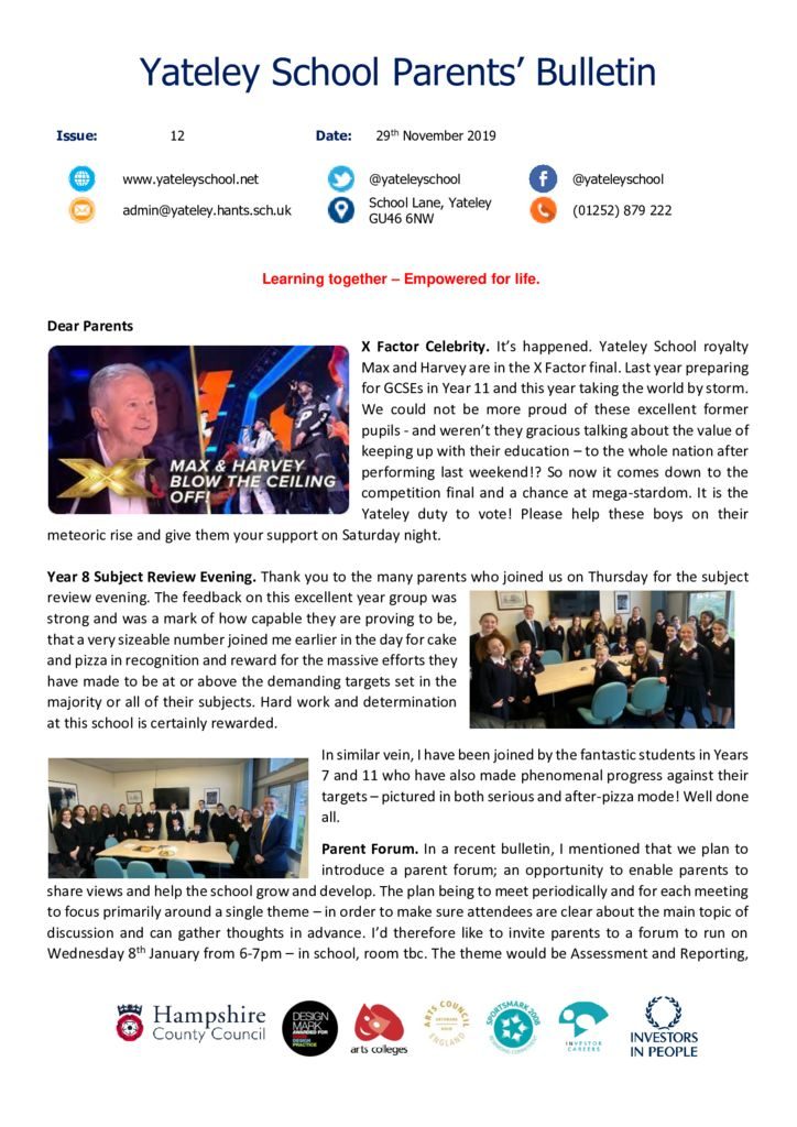 thumbnail of Yateley School Newsletter 12 29-11-19