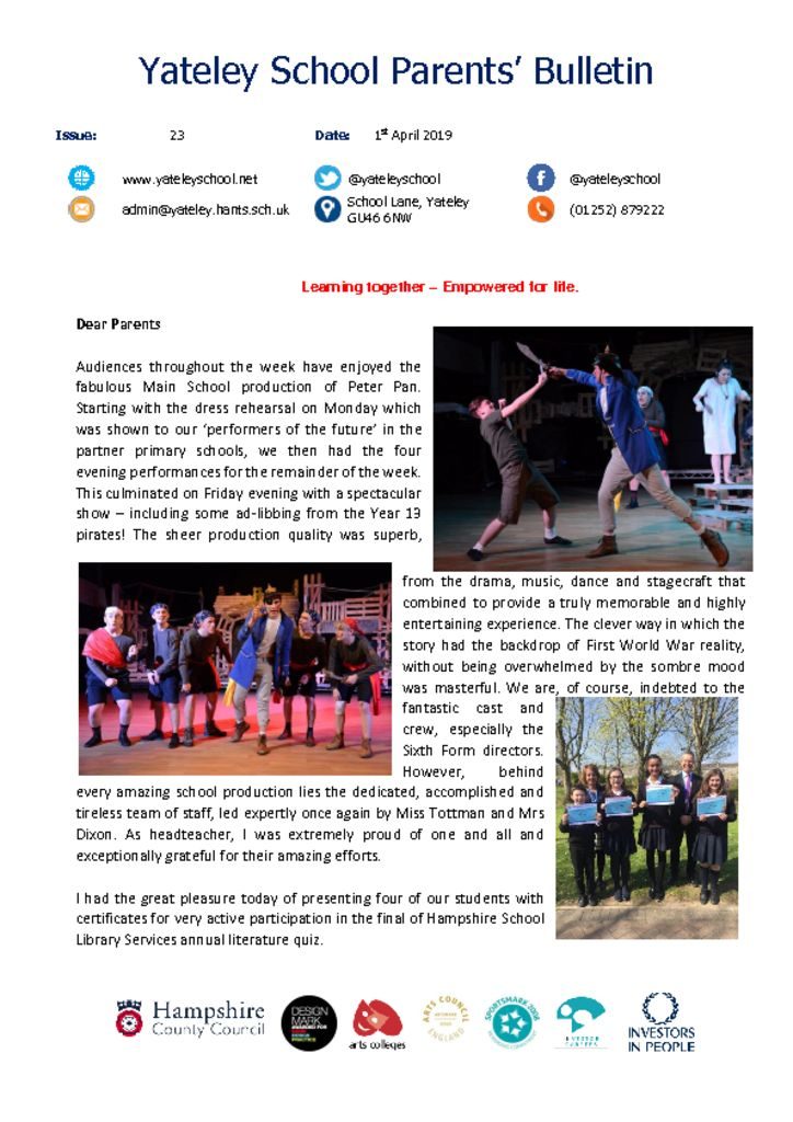 thumbnail of Yateley School Newsletter 23 01-04-19