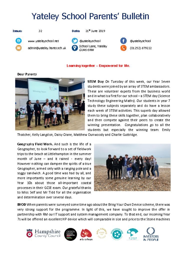 thumbnail of Yateley School Newsletter 32 20-06-19